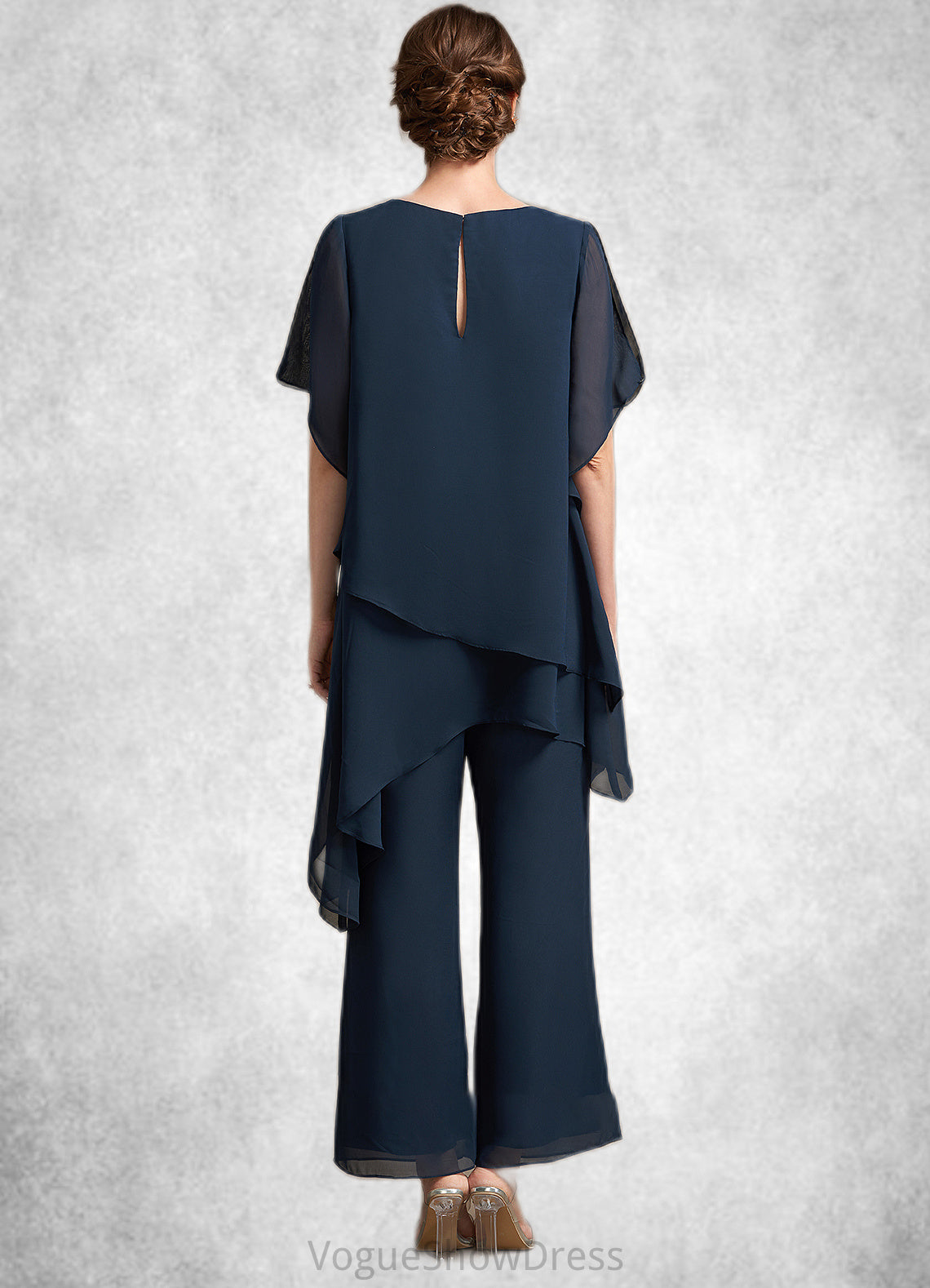 Casey Jumpsuit/Pantsuit Scoop Neck Ankle-Length Chiffon Mother of the Bride Dress DL126P0014607