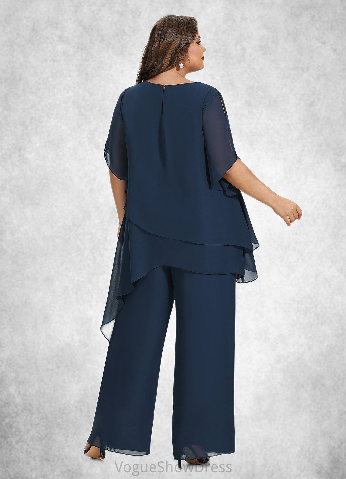 Casey Jumpsuit/Pantsuit Scoop Neck Ankle-Length Chiffon Mother of the Bride Dress DL126P0014607