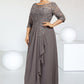 Eleanor A-Line Scoop Neck Floor-Length Chiffon Lace Mother of the Bride Dress With Cascading Ruffles DL126P0014608