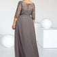 Eleanor A-Line Scoop Neck Floor-Length Chiffon Lace Mother of the Bride Dress With Cascading Ruffles DL126P0014608