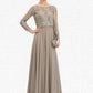 Clara A-Line Scoop Neck Floor-Length Chiffon Lace Mother of the Bride Dress With Sequins DL126P0014612