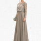 Clara A-Line Scoop Neck Floor-Length Chiffon Lace Mother of the Bride Dress With Sequins DL126P0014612