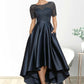 Madalynn A-Line Scoop Neck Asymmetrical Satin Lace Mother of the Bride Dress With Pockets DL126P0014613