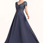 Jazlynn A-line V-Neck Floor-Length Chiffon Lace Mother of the Bride Dress With Beading Sequins DL126P0014614