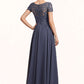 Jazlynn A-line V-Neck Floor-Length Chiffon Lace Mother of the Bride Dress With Beading Sequins DL126P0014614