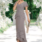 Kinsley Sheath/Column V-neck Asymmetrical Chiffon Mother of the Bride Dress With Appliques Lace Cascading Ruffles DL126P0014617