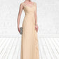 Jillian A-Line V-neck Floor-Length Chiffon Lace Mother of the Bride Dress With Split Front Cascading Ruffles DL126P0014619