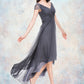 Tia A-Line V-neck Asymmetrical Tulle Mother of the Bride Dress With Ruffle Beading Sequins DL126P0014620