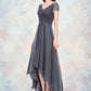 Tia A-Line V-neck Asymmetrical Tulle Mother of the Bride Dress With Ruffle Beading Sequins DL126P0014620