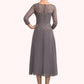 Winifred A-Line Scoop Neck Tea-Length Chiffon Lace Mother of the Bride Dress With Sequins DL126P0014622