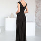 Silvia A-Line V-neck Floor-Length Chiffon Mother of the Bride Dress With Beading Split Front Cascading Ruffles DL126P0014623