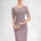 Alexia Sheath/Column Scoop Neck Knee-Length Chiffon Lace Mother of the Bride Dress DL126P0014624