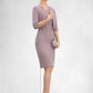 Alexia Sheath/Column Scoop Neck Knee-Length Chiffon Lace Mother of the Bride Dress DL126P0014624