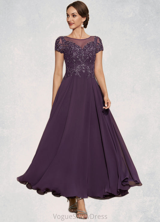 Amirah A-Line Scoop Neck Ankle-Length Chiffon Lace Mother of the Bride Dress With Sequins DL126P0014626