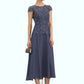 Paisley A-Line Scoop Neck Tea-Length Chiffon Lace Mother of the Bride Dress DL126P0014627