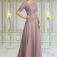 Brooklyn A-Line Scoop Neck Floor-Length Chiffon Lace Mother of the Bride Dress DL126P0014628