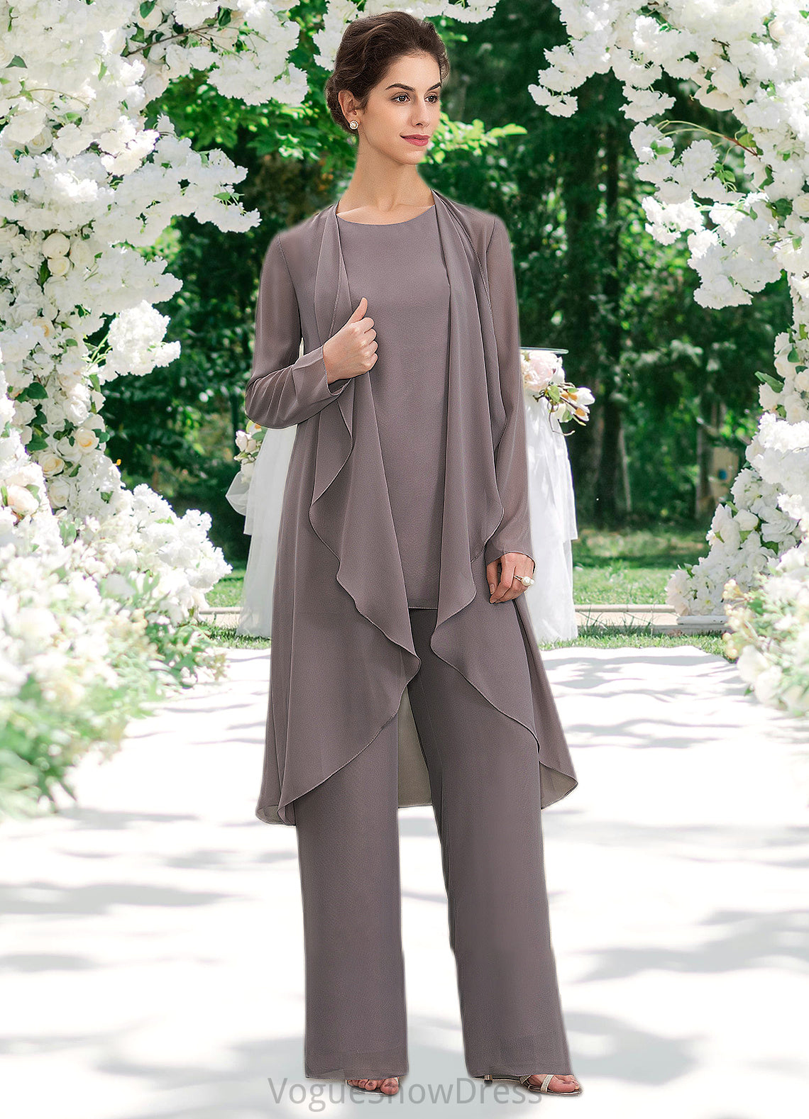 Grace Jumpsuit/Pantsuit Scoop Neck Floor-Length Chiffon Mother of the Bride Dress DL126P0014629