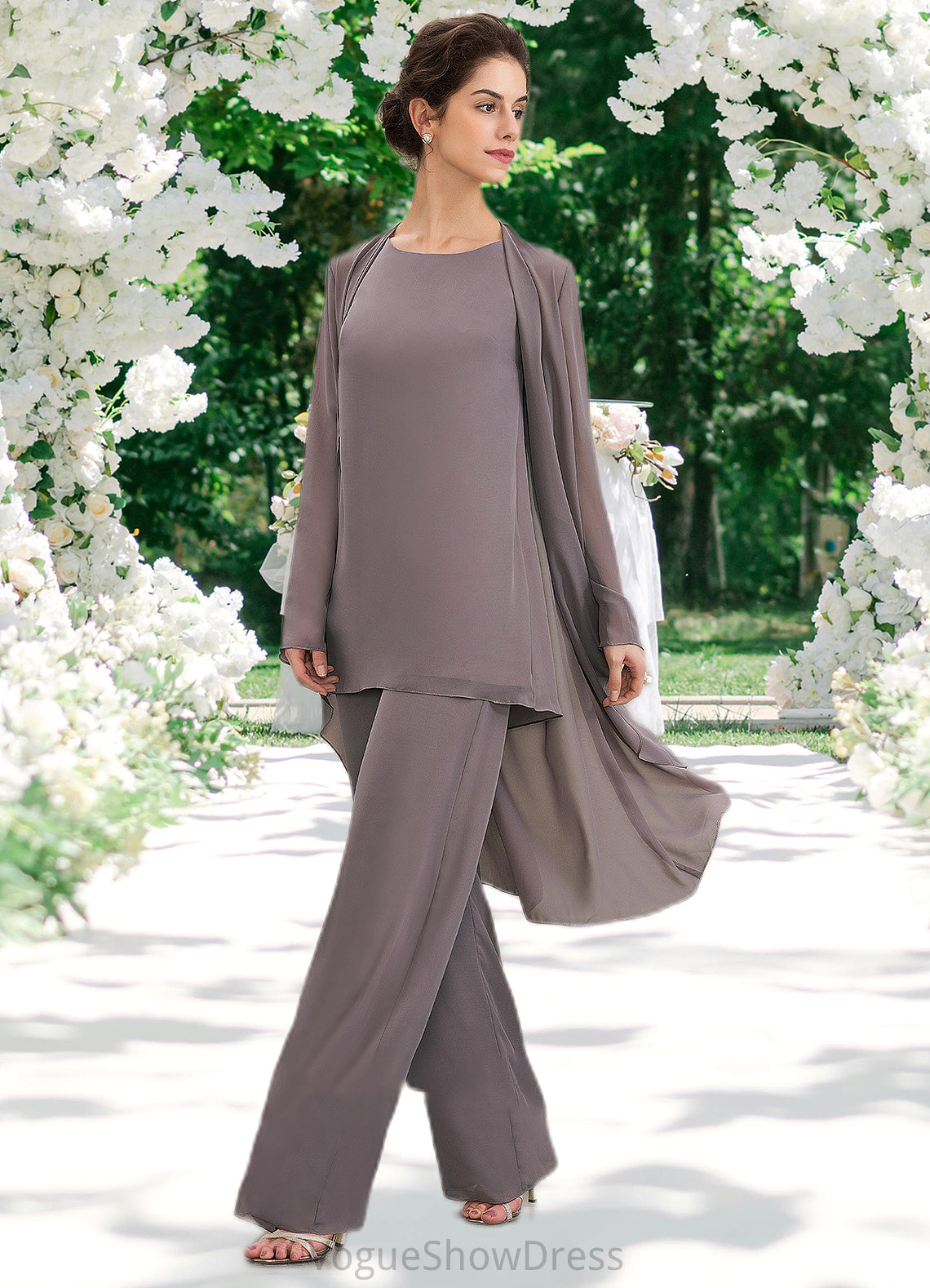 Grace Jumpsuit/Pantsuit Scoop Neck Floor-Length Chiffon Mother of the Bride Dress DL126P0014629