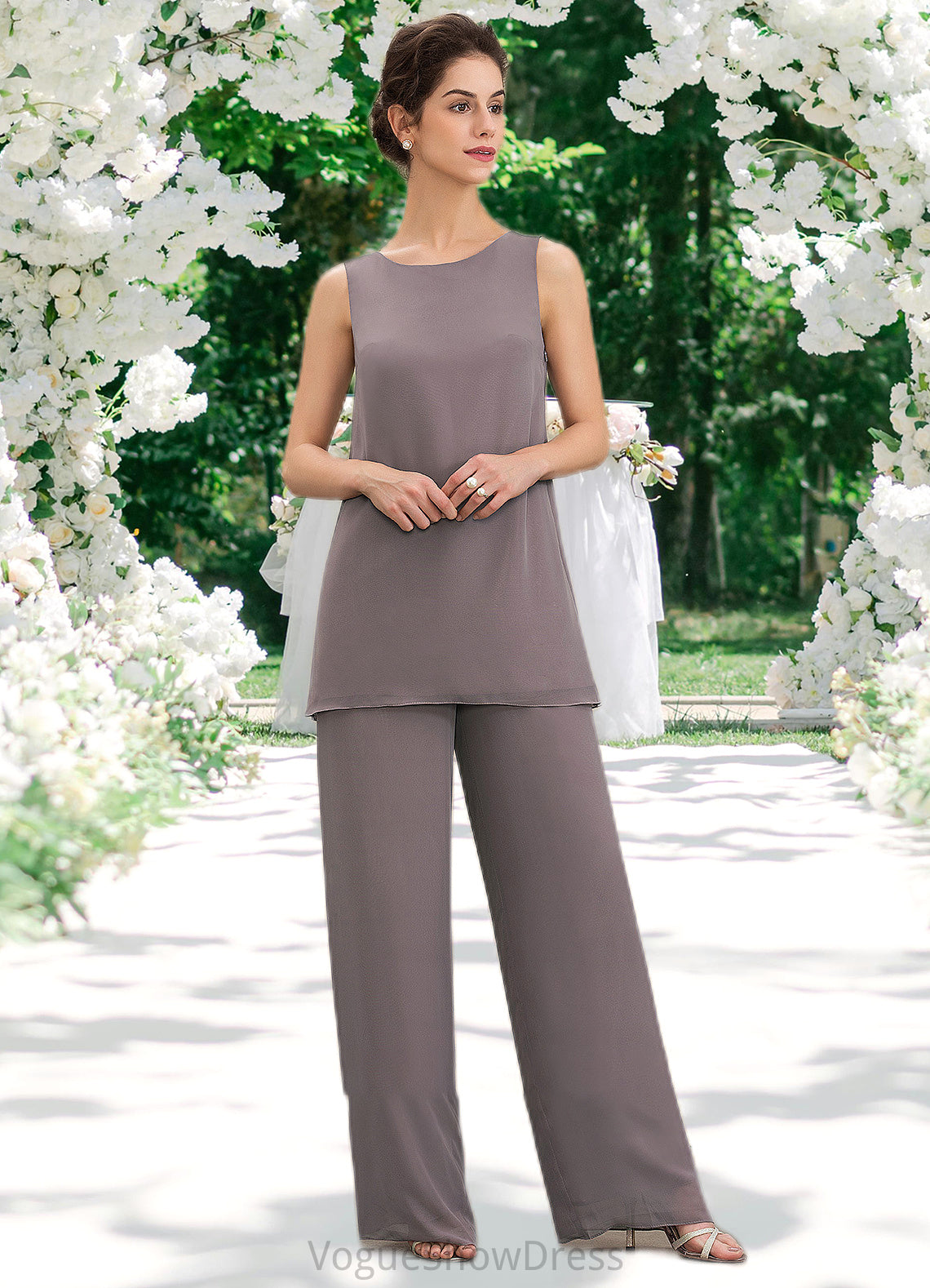 Grace Jumpsuit/Pantsuit Scoop Neck Floor-Length Chiffon Mother of the Bride Dress DL126P0014629