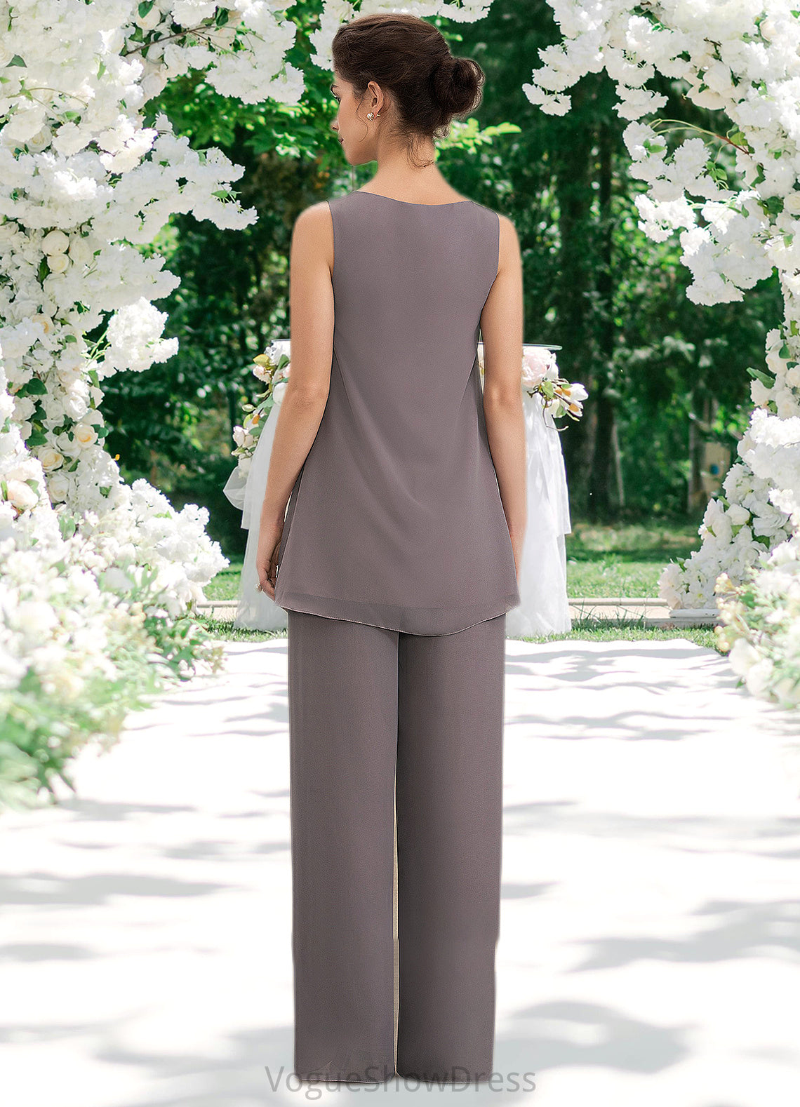 Grace Jumpsuit/Pantsuit Scoop Neck Floor-Length Chiffon Mother of the Bride Dress DL126P0014629