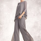 Natalia Jumpsuit/Pantsuit Scoop Neck Floor-Length Chiffon Mother of the Bride Dress With Beading DL126P0014630