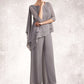 Natalia Jumpsuit/Pantsuit Scoop Neck Floor-Length Chiffon Mother of the Bride Dress With Beading DL126P0014630