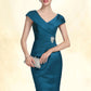 Giuliana Sheath/Column V-neck Knee-Length Satin Mother of the Bride Dress With Ruffle Beading DL126P0014631