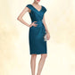 Giuliana Sheath/Column V-neck Knee-Length Satin Mother of the Bride Dress With Ruffle Beading DL126P0014631