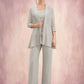 Corinne Jumpsuit/Pantsuit Scoop Neck Floor-Length Chiffon Lace Mother of the Bride Dress DL126P0014632