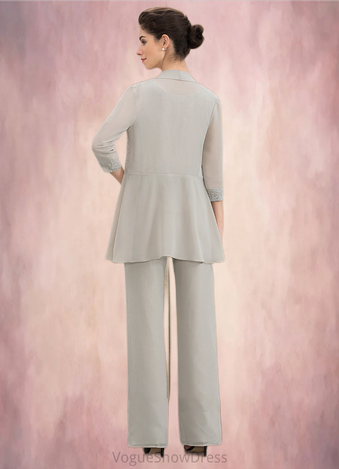 Corinne Jumpsuit/Pantsuit Scoop Neck Floor-Length Chiffon Lace Mother of the Bride Dress DL126P0014632