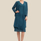 Paisley Sheath/Column V-Neck Knee-Length Chiffon Mother of the Bride Dress DL126P0014635