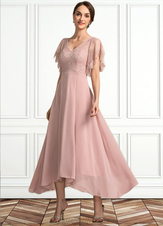 Amy A-line V-Neck Ankle-Length Chiffon Lace Mother of the Bride Dress DL126P0014636