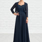 Hazel A-line V-Neck Ankle-Length Chiffon Lace Mother of the Bride Dress With Sequins DL126P0014637