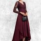 Nevaeh A-line V-Neck Asymmetrical Chiffon Lace Mother of the Bride Dress DL126P0014640