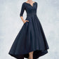 Krystal A-Line V-neck Asymmetrical Satin Mother of the Bride Dress With Beading Sequins Pockets DL126P0014641