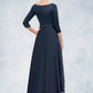 Krystal A-Line V-neck Asymmetrical Satin Mother of the Bride Dress With Beading Sequins Pockets DL126P0014641