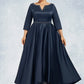 Krystal A-Line V-neck Asymmetrical Satin Mother of the Bride Dress With Beading Sequins Pockets DL126P0014641