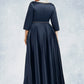 Krystal A-Line V-neck Asymmetrical Satin Mother of the Bride Dress With Beading Sequins Pockets DL126P0014641