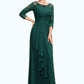 Lauryn A-Line Scoop Neck Floor-Length Chiffon Lace Mother of the Bride Dress With Beading Cascading Ruffles DL126P0014643