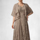 Cheyanne A-line V-Neck Tea-Length Chiffon Lace Mother of the Bride Dress DL126P0014644