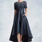 Emerson A-Line Scoop Neck Asymmetrical Satin Lace Mother of the Bride Dress DL126P0014647