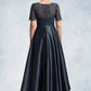 Emerson A-Line Scoop Neck Asymmetrical Satin Lace Mother of the Bride Dress DL126P0014647