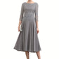 Riya A-Line Scoop Neck Tea-Length Chiffon Lace Mother of the Bride Dress DL126P0014648