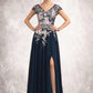 Yvonne A-Line V-neck Floor-Length Chiffon Lace Mother of the Bride Dress With Split Front DL126P0014649