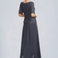 Jacquelyn A-Line V-neck Ankle-Length Chiffon Lace Mother of the Bride Dress With Sequins DL126P0014650