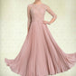 Alejandra A-Line Scoop Neck Ankle-Length Chiffon Lace Mother of the Bride Dress With Pleated DL126P0014651