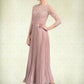 Alejandra A-Line Scoop Neck Ankle-Length Chiffon Lace Mother of the Bride Dress With Pleated DL126P0014651