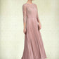 Alejandra A-Line Scoop Neck Ankle-Length Chiffon Lace Mother of the Bride Dress With Pleated DL126P0014651