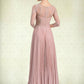 Alejandra A-Line Scoop Neck Ankle-Length Chiffon Lace Mother of the Bride Dress With Pleated DL126P0014651