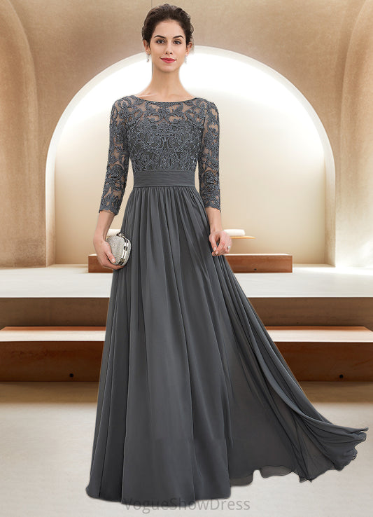 Aurora A-Line Scoop Neck Floor-Length Chiffon Lace Mother of the Bride Dress With Ruffle Beading Sequins DL126P0014652